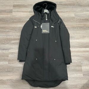 Moose Knuckles Longue Rive Parka in Black Shearling Coat